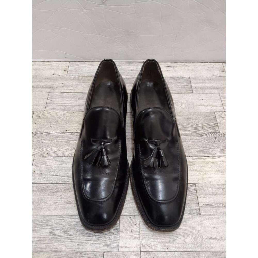 Vintage Nettleton Mens 12 Black Leather Tassel Loafers Dress Shoes Classic
